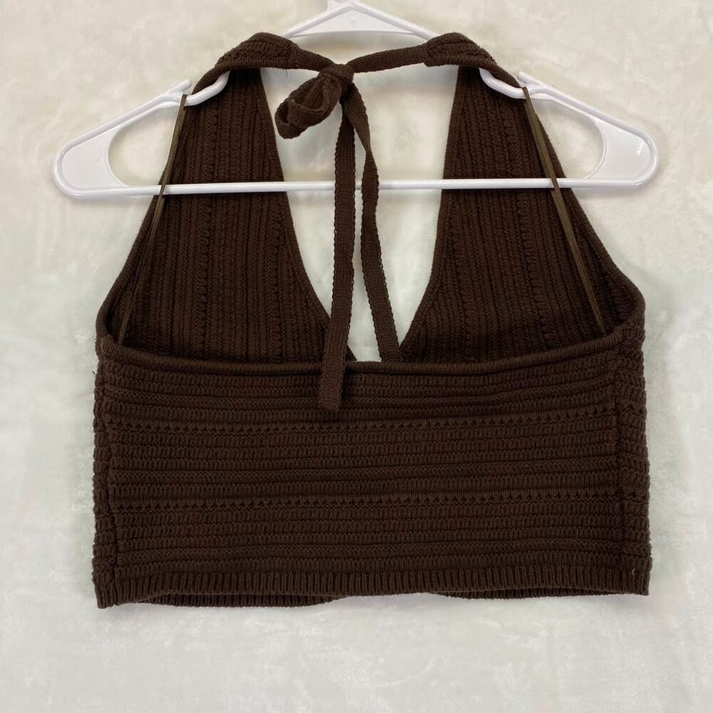 Garage Women's Plunge Neckline Crochet Halter Top Sz G/L - Picture 3 of 7